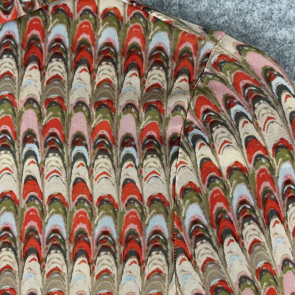 Free People Lucky Shirt Womens XS Canyon Combo Mesh Sheer Ruched Boho Indie - Picture 15 of 16